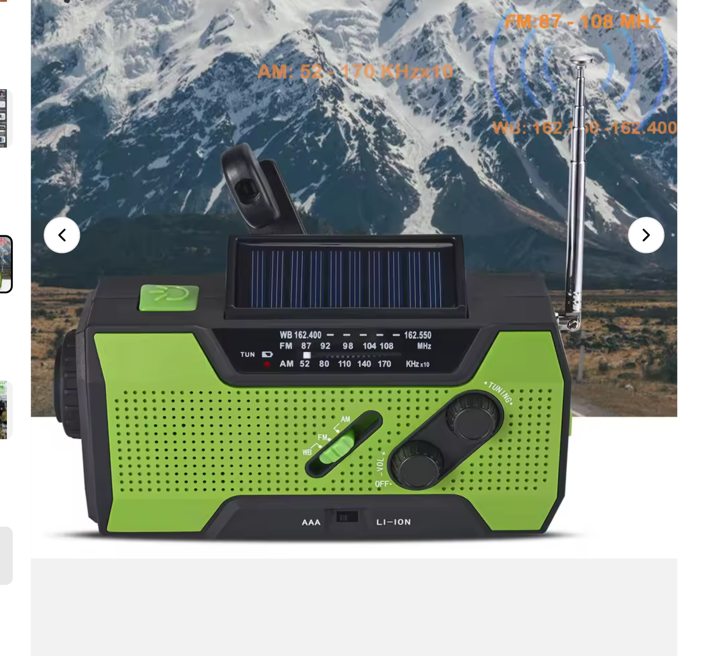 Hurricane Emergency Solar Crank Radio – NOAA Alerts, Flashlight & USB Phone Charger